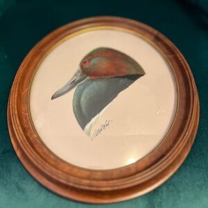 Art LaMay Wooden Oval Framed Duck Portrait Signed